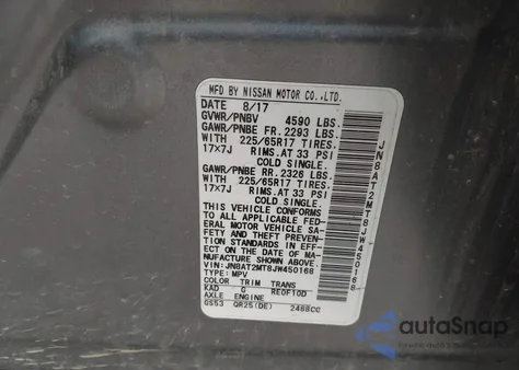 2018 Nissan Rogue Sv из США, поврежденный, VIN JN8AT2MT8JW450168